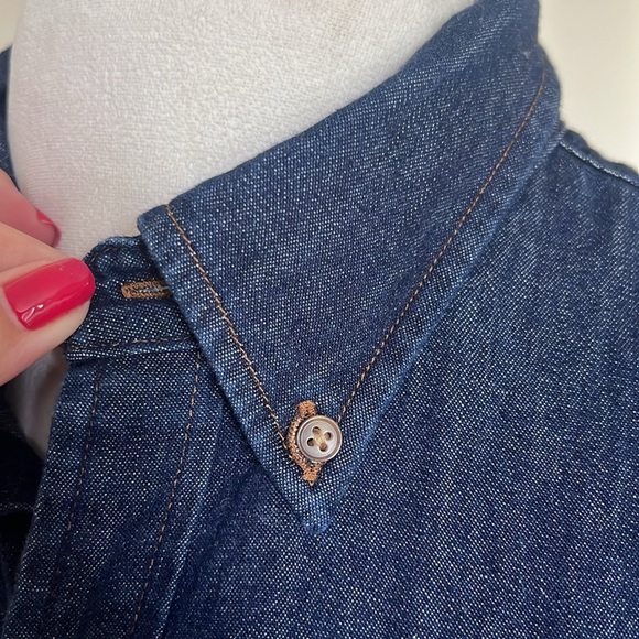 Harper Dark Denim Penn State Nittany Lion Embroidered Button Down Shirt - L Slim - Picture 7 of 11